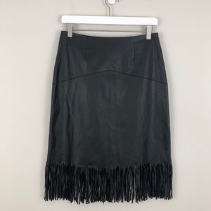 Bella Sky Faux Leather Fringe Pencil Skirt